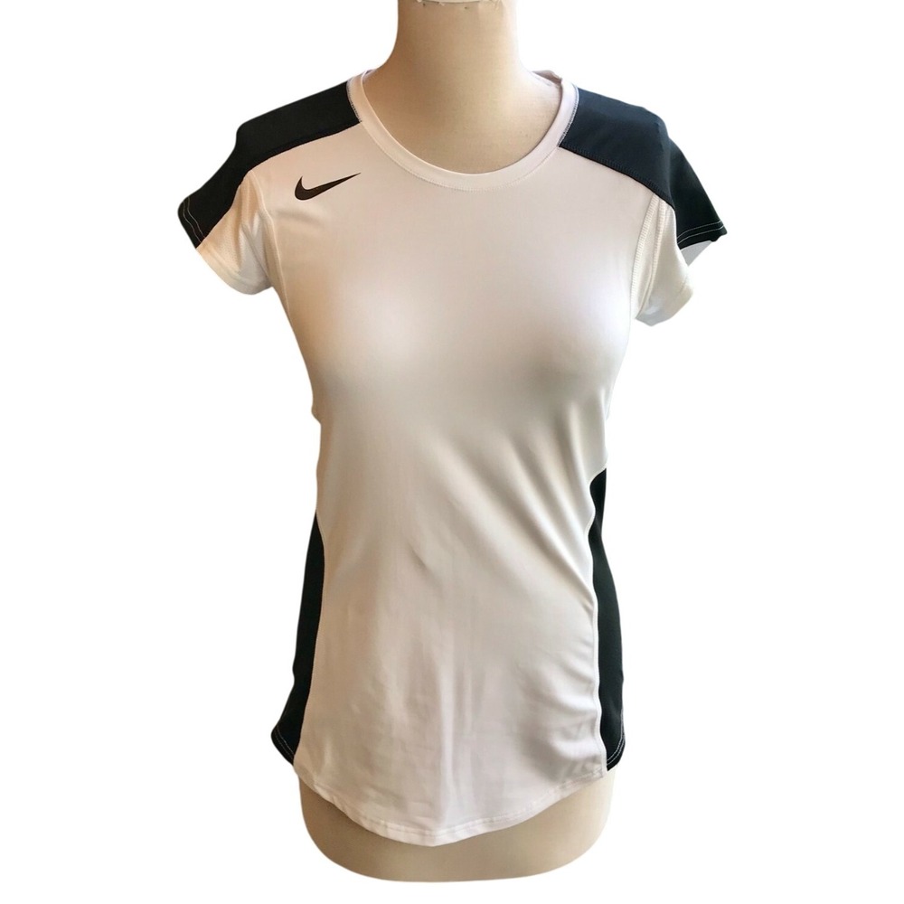 Nike Dri-FIT Athletic T-Shirt Top Activewear Running White Black Size Medium